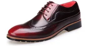 Burgundy Vintage Leather Men's Oxford Dress Flats