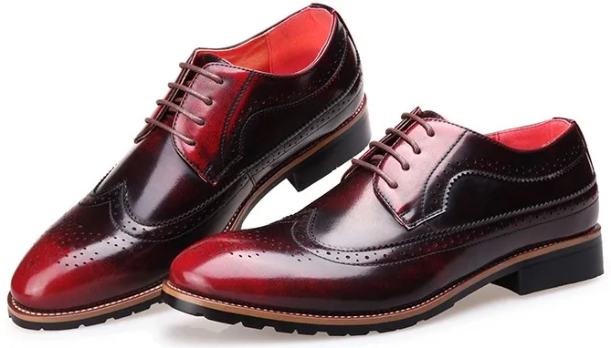 Burgundy Vintage Leather Men's Oxford Dress Flats