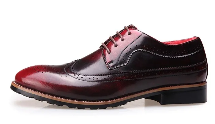 Burgundy Vintage Leather Men's Oxford Dress Flats