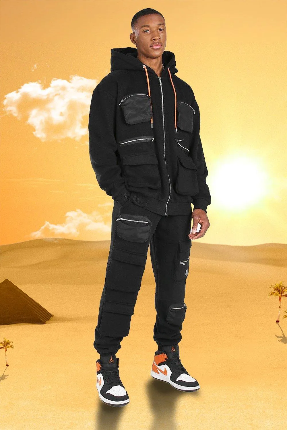 Burna Boy Utility Cargo Tracksuit | boohooMAN UK