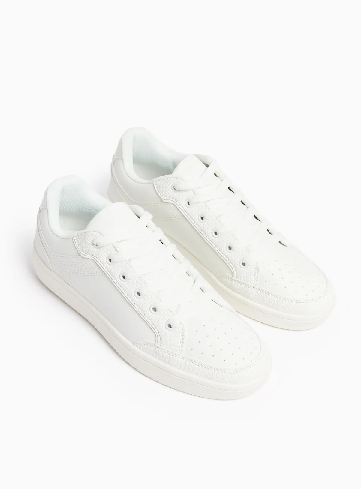 Buy White Croc Panel Lace Up Trainers 7 | Trainers | Tu