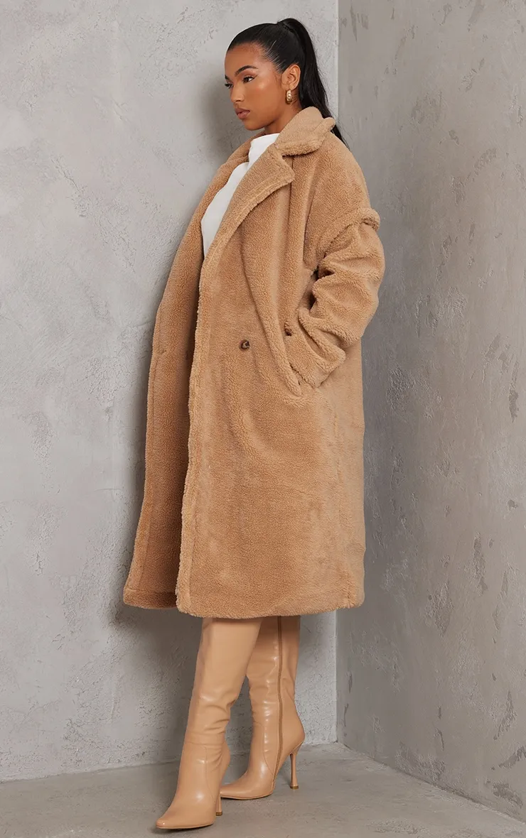 Camel Premium Teddy Bear Borg Coat