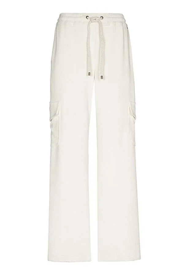 Caroline Biss WHITE STRAIGHT-FITTING CORDUROY TROUSERS