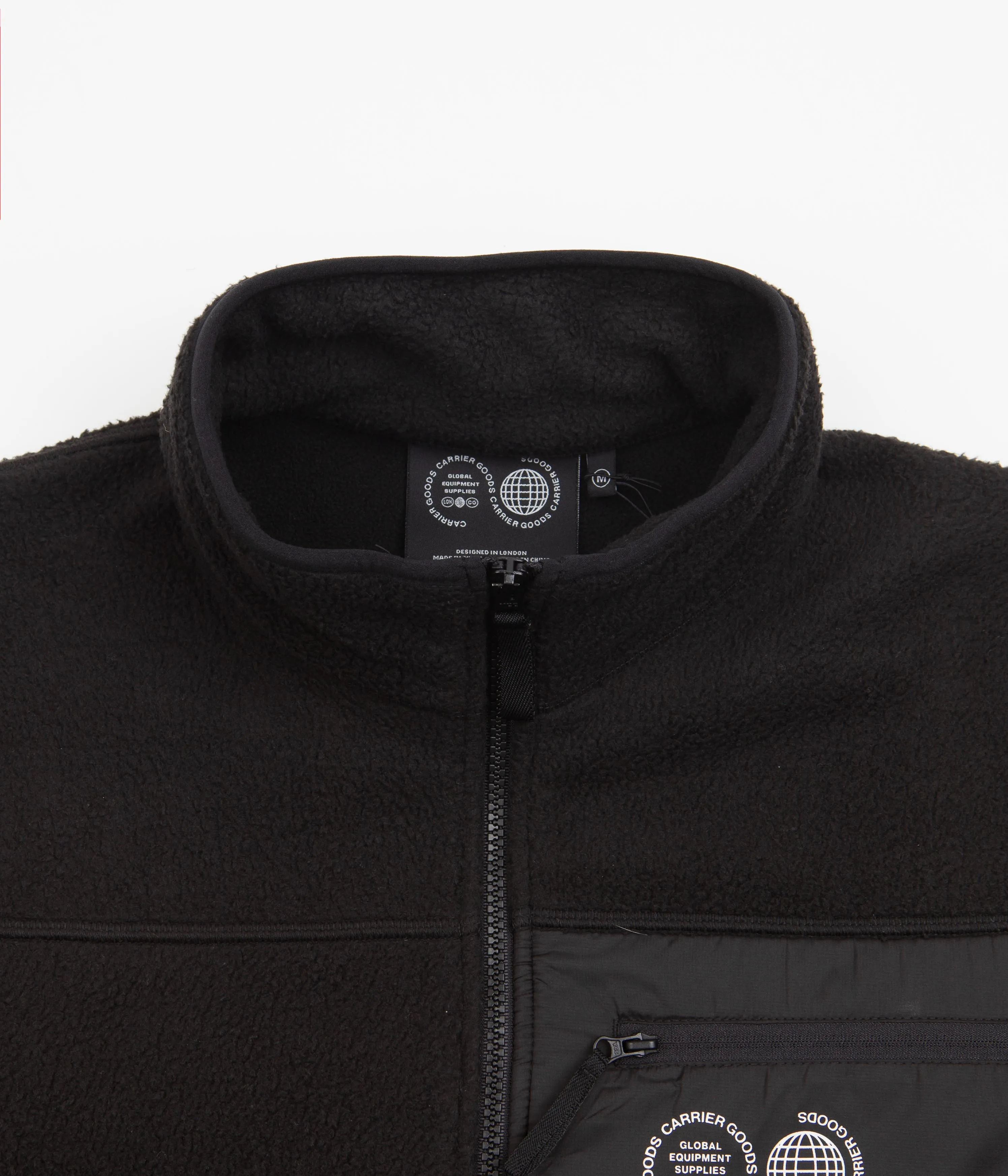 Carrier Fleece Borg Zip Through Jacket in Black