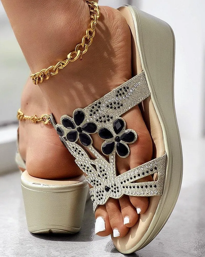 Casual Rhinestone Wedge Shoes