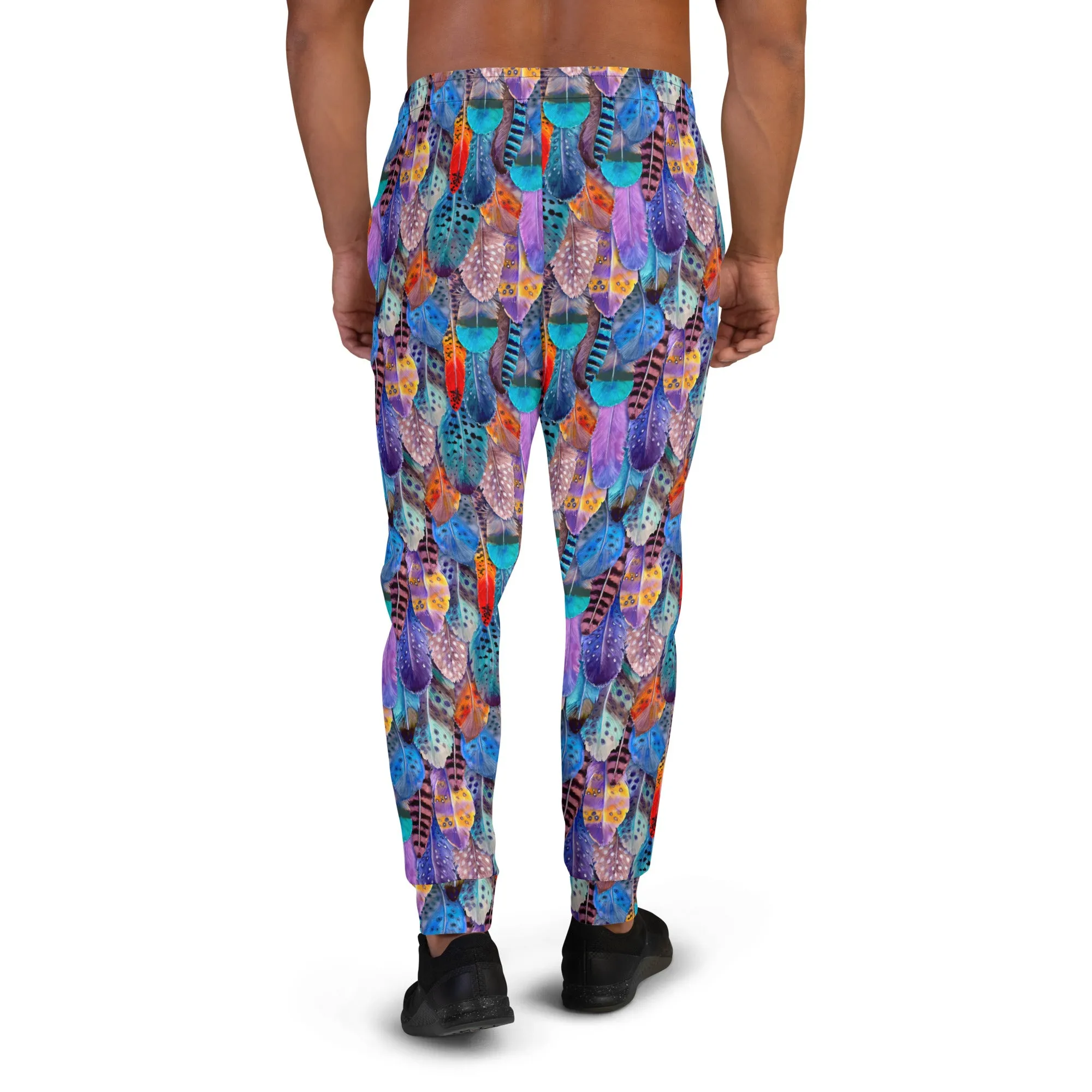 Colorful Feathers Print Men's Slim Fit Joggers