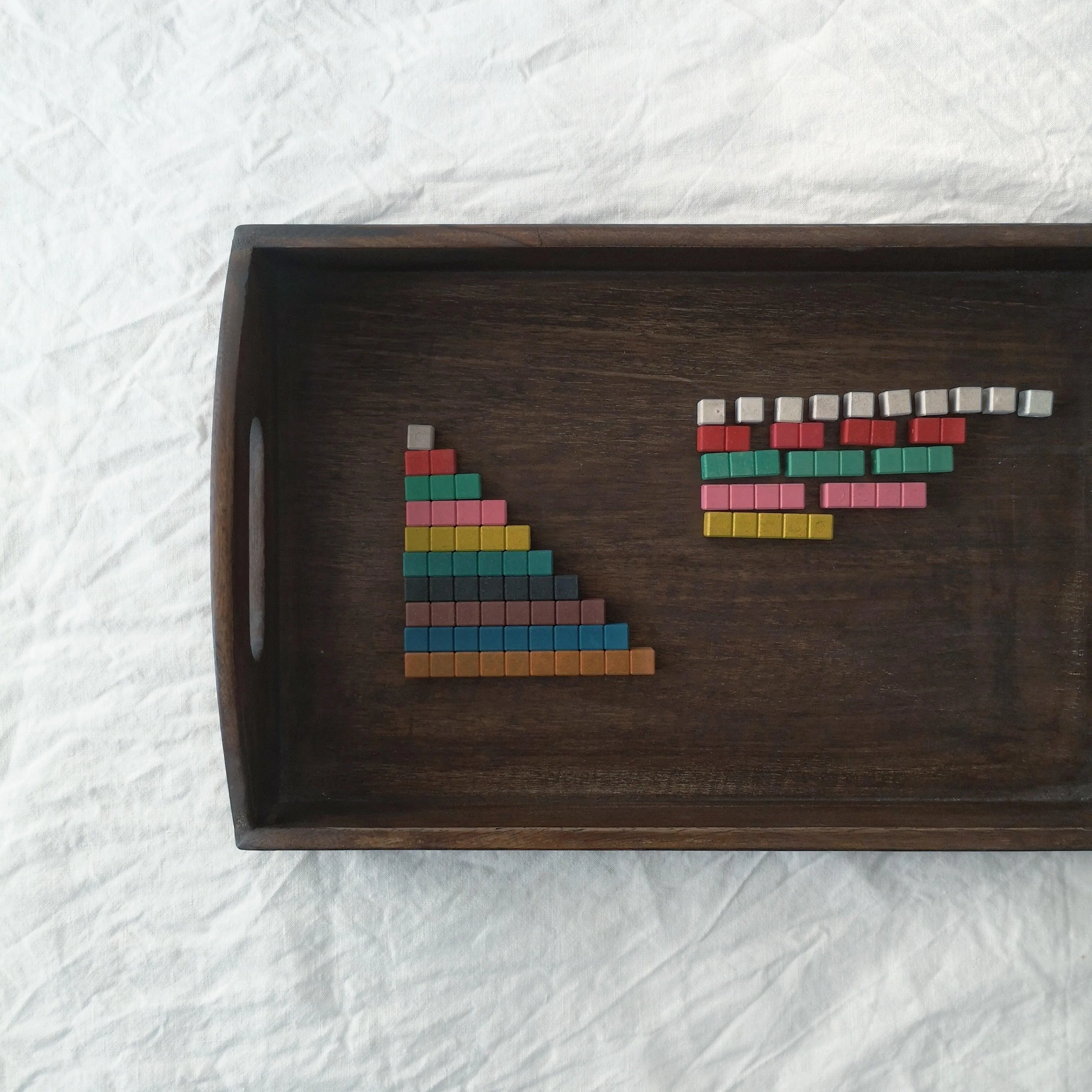 Colorful wooden cube slide rules