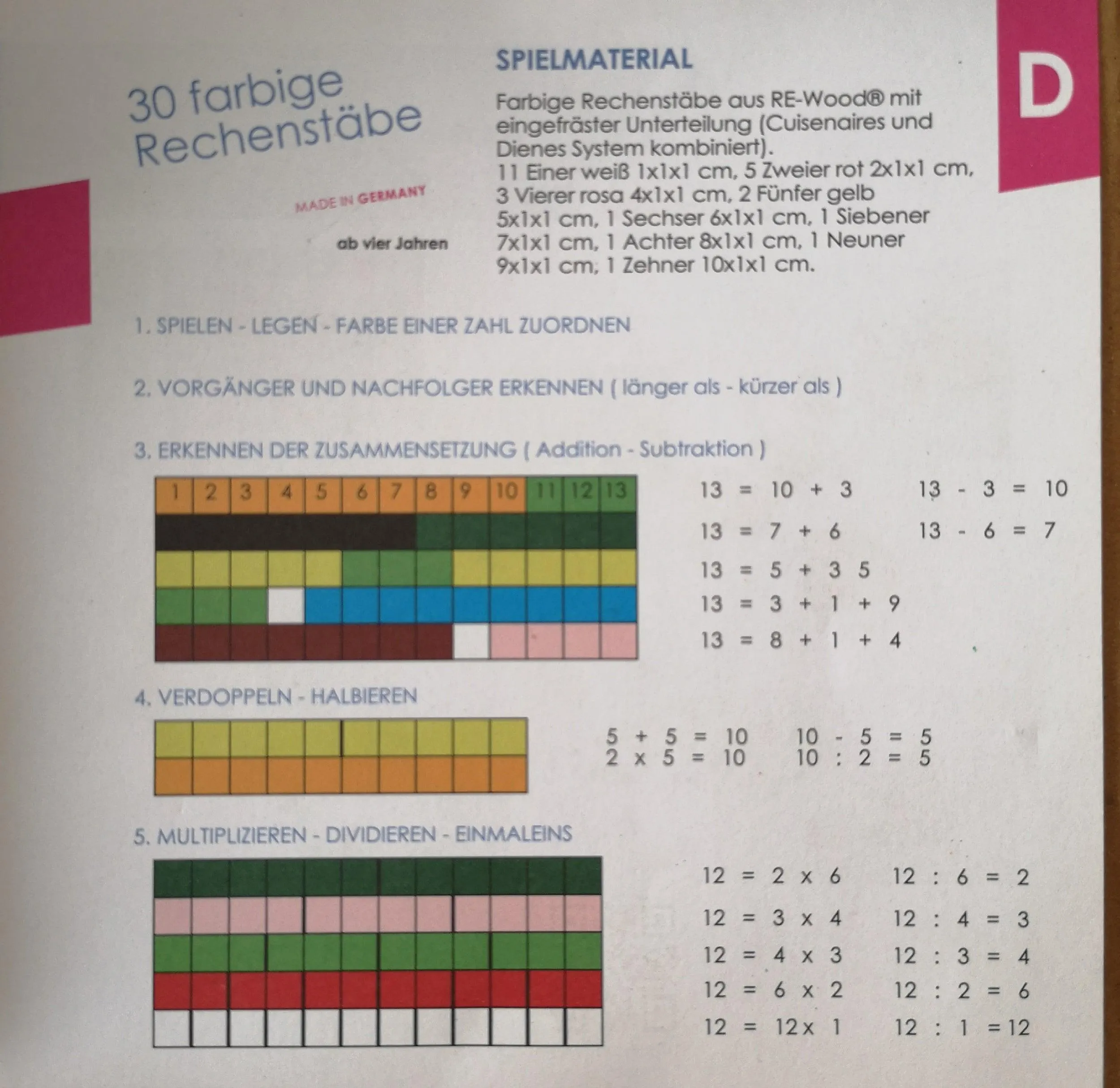 Colorful wooden cube slide rules