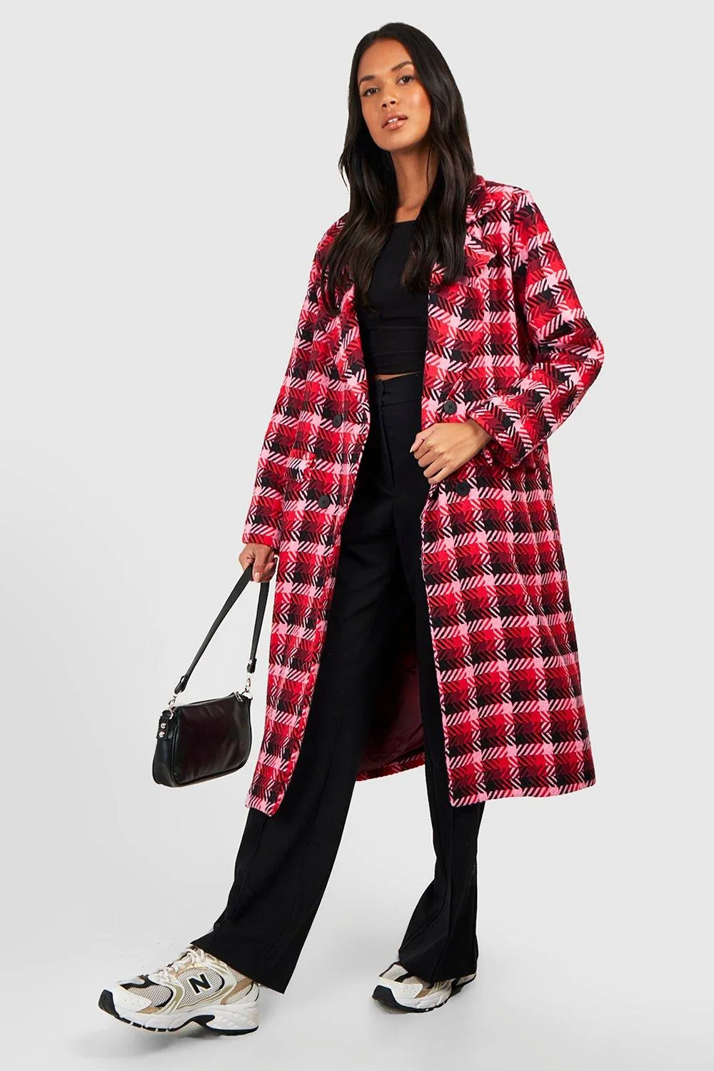 Contrast Flannel Wool Look Coat