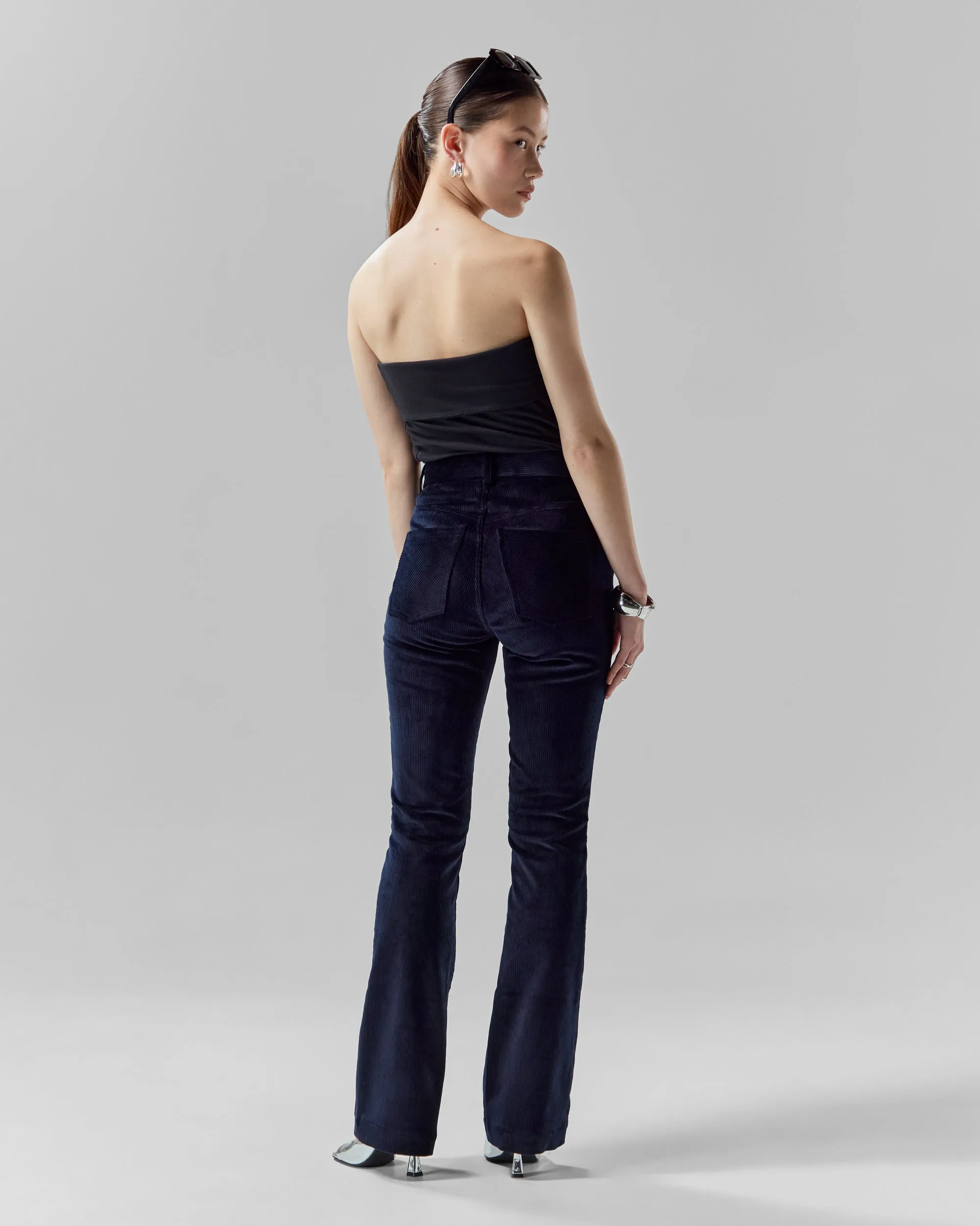 Corduroy Flare Trousers | Navy