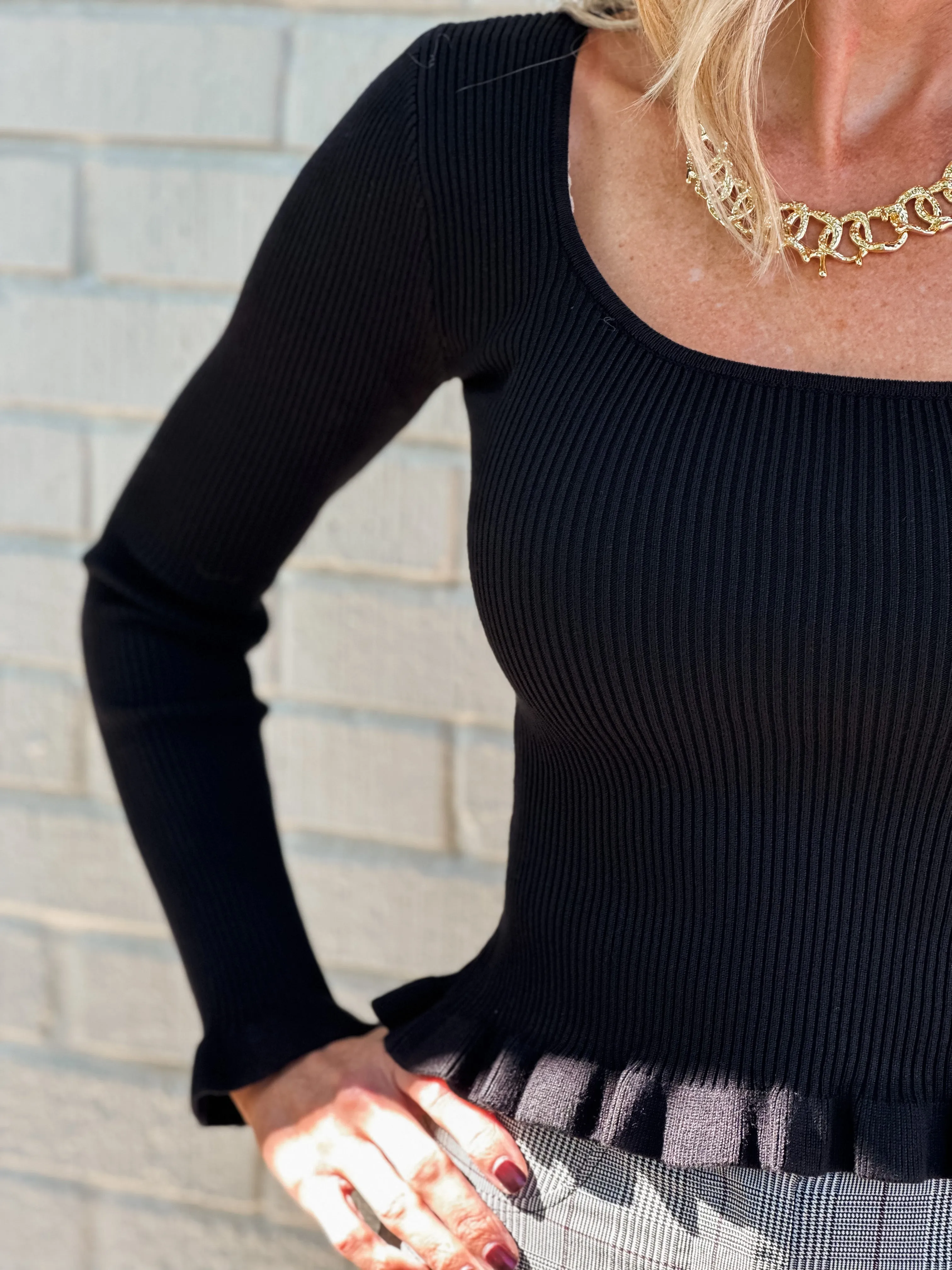 Ribbed Core Long Sleeve Top