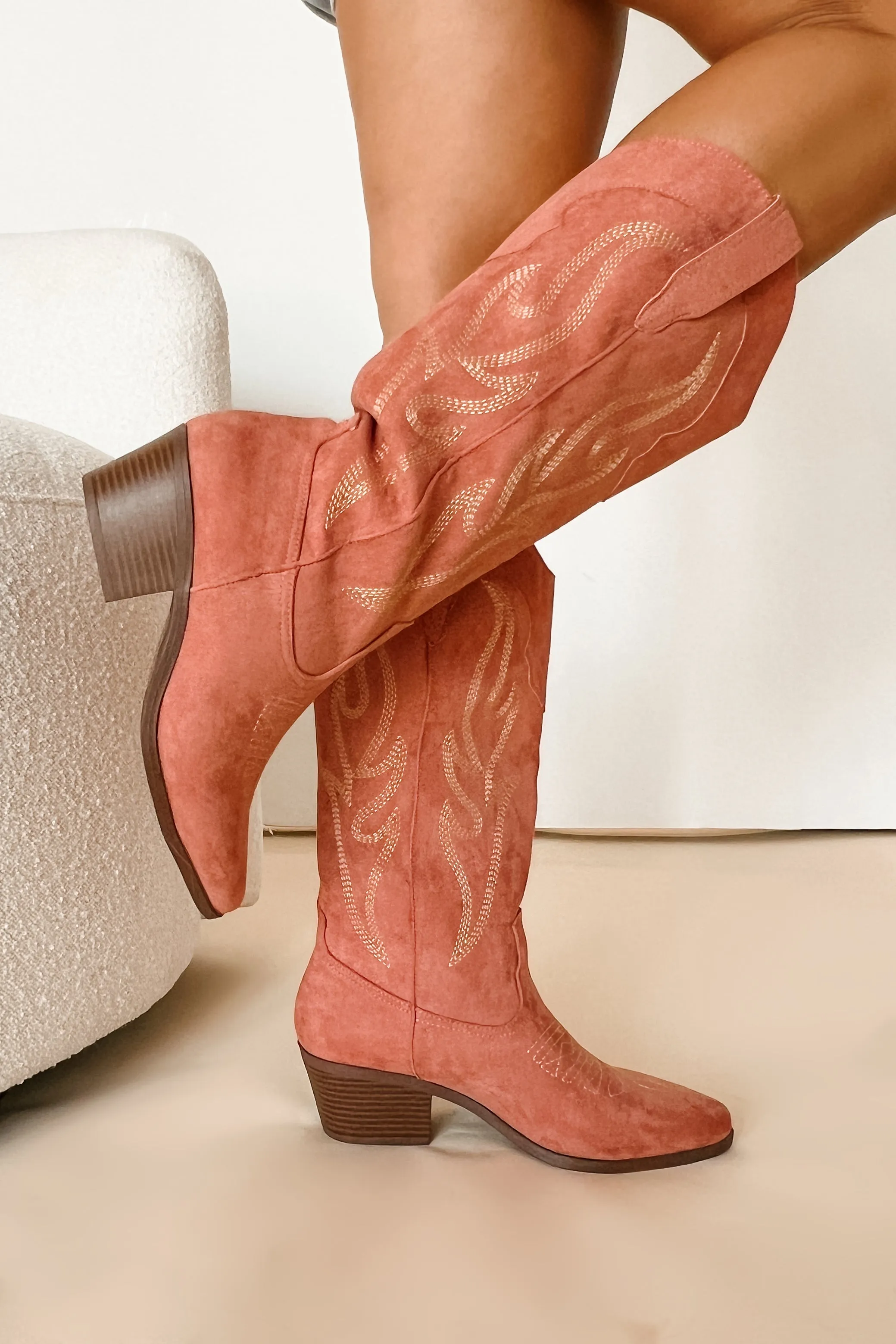 Cowgirl At Heart Faux Suede Western Boots (Ash Rose)