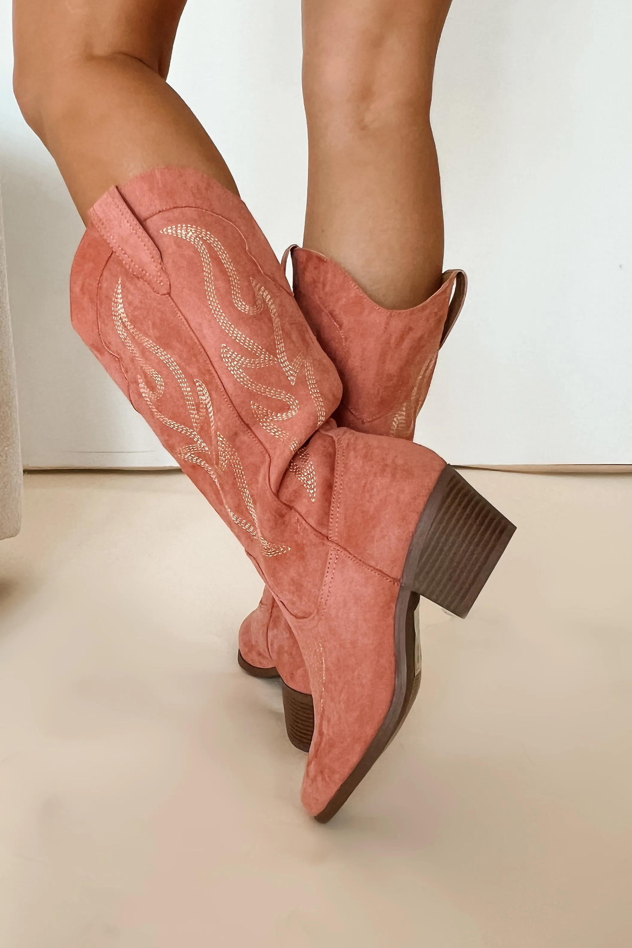 Cowgirl At Heart Faux Suede Western Boots (Ash Rose)