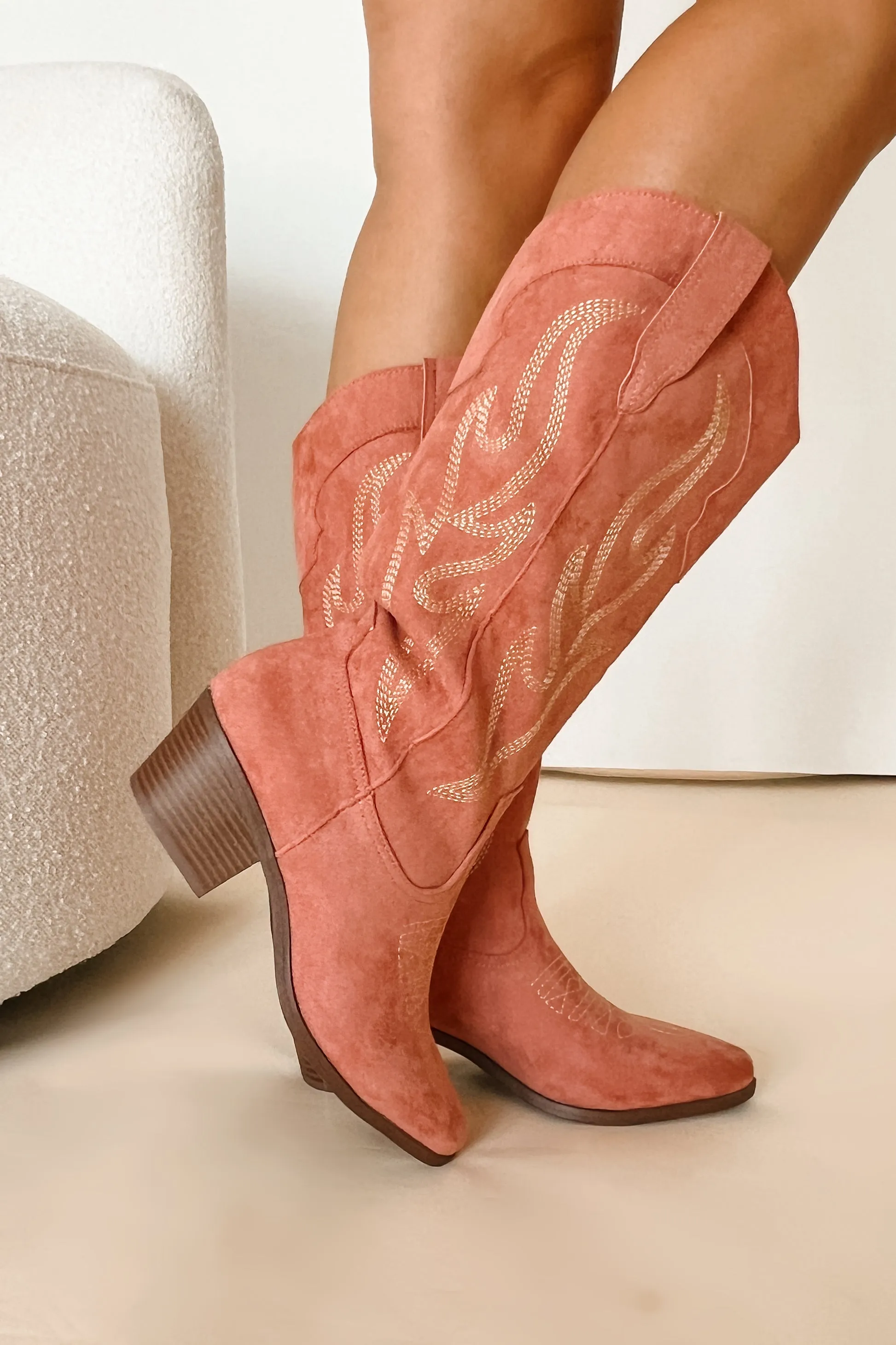 Cowgirl At Heart Faux Suede Western Boots (Ash Rose)