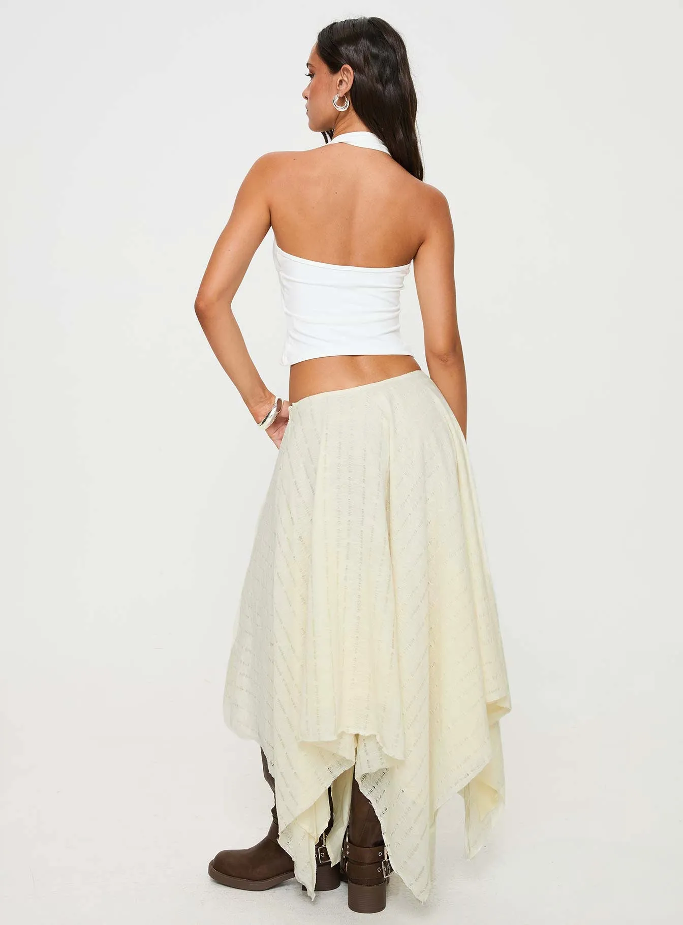 Cream Beige High Waist Pleated Textured Midi Skirt Midi-Length Falda Feminine Accordion Trendy Elegant Women's Fashion Mid-Lengt