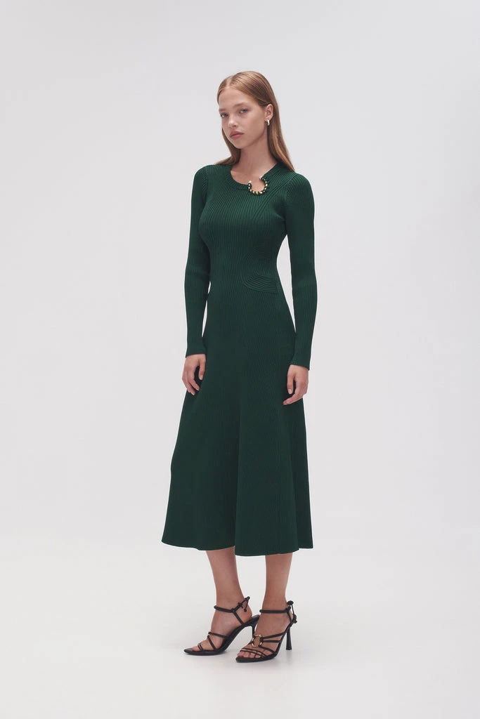 --Crescent Knit Midi Dress-