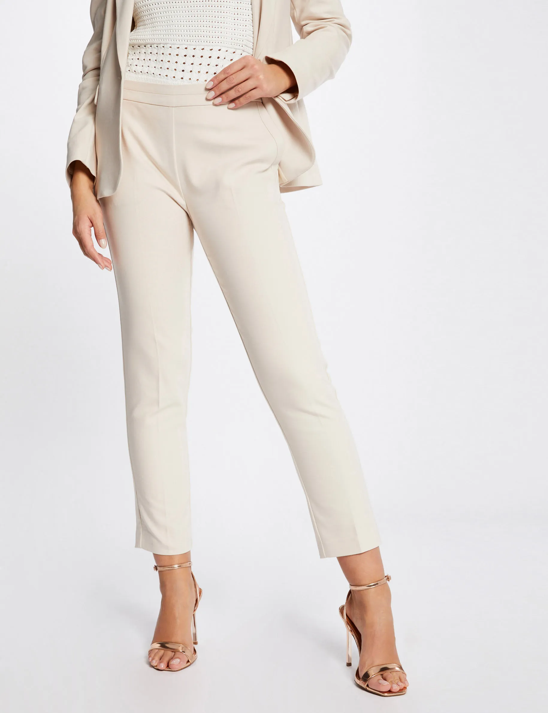 Cropped cigarette trousers ivory women