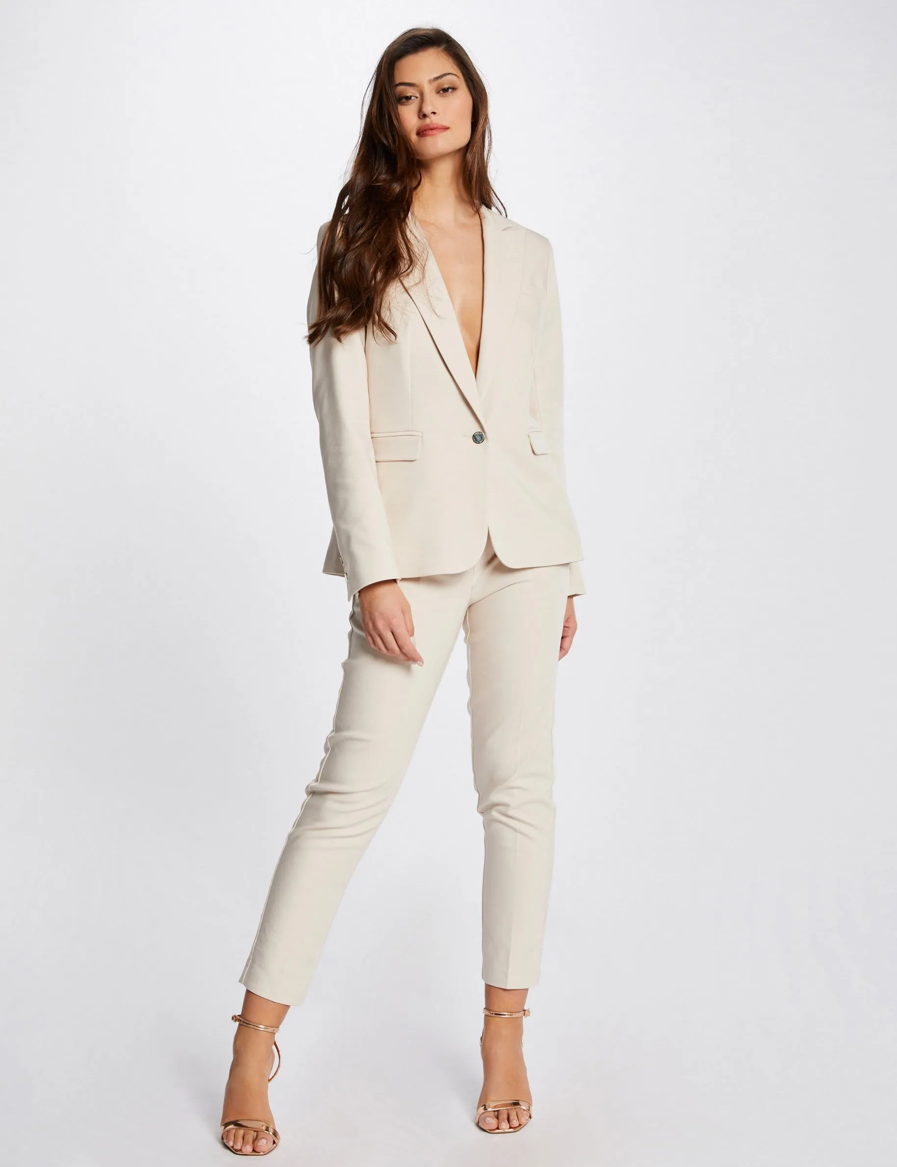 Cropped cigarette trousers ivory women