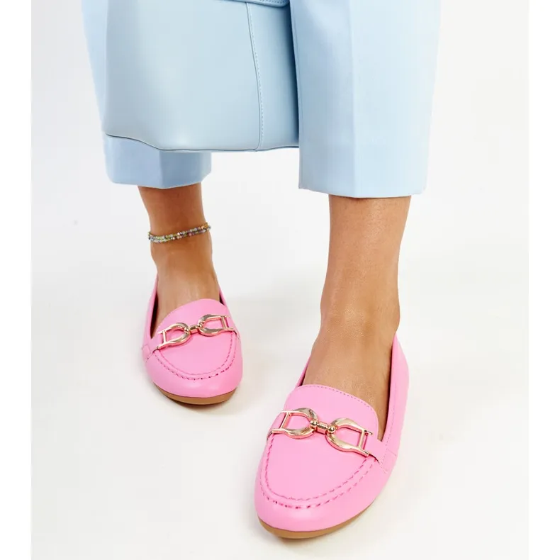 Dark Pink Najla Buckle Moccasins