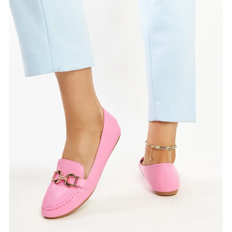 Dark Pink Najla Buckle Moccasins