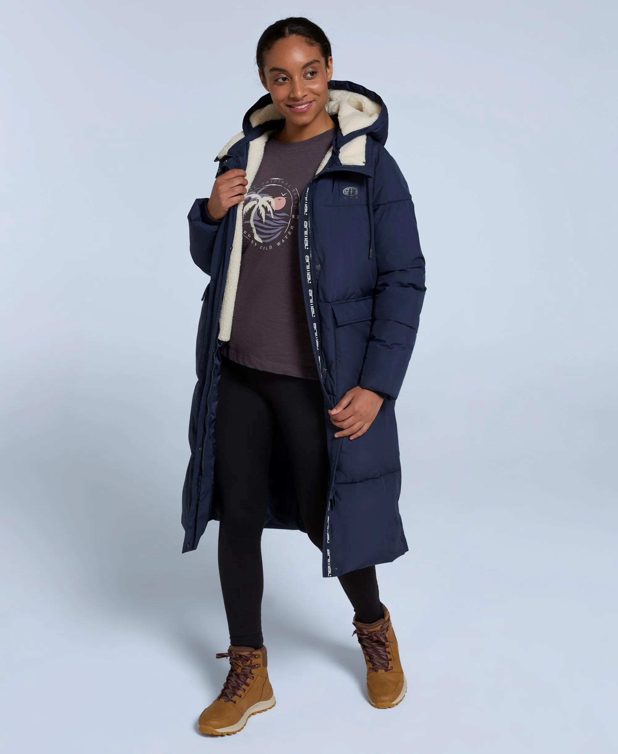 Dawlish Womens Longline Coat - Navy