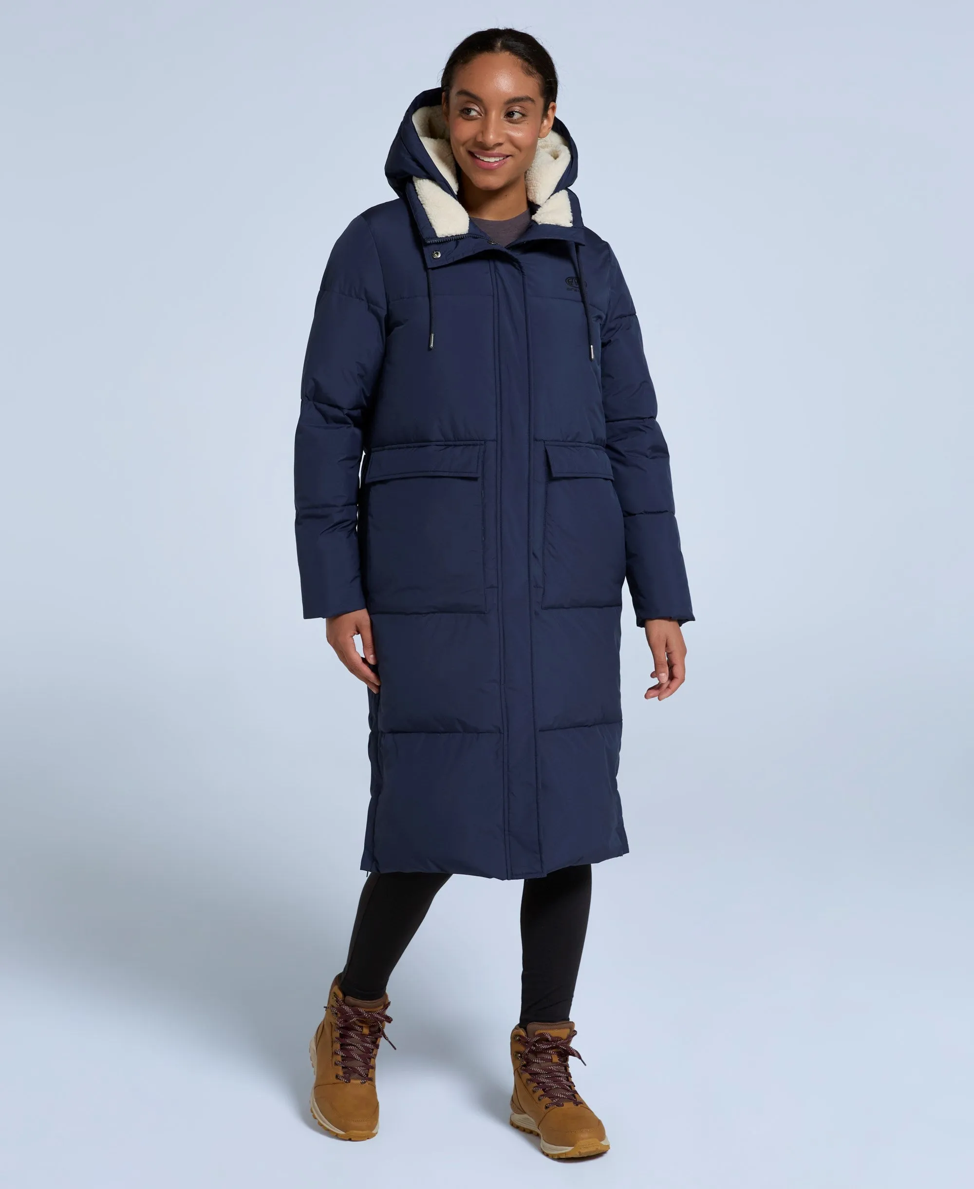 Dawlish Womens Longline Coat - Navy