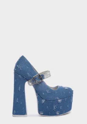 Denim Stardust Mary Jane Heels-