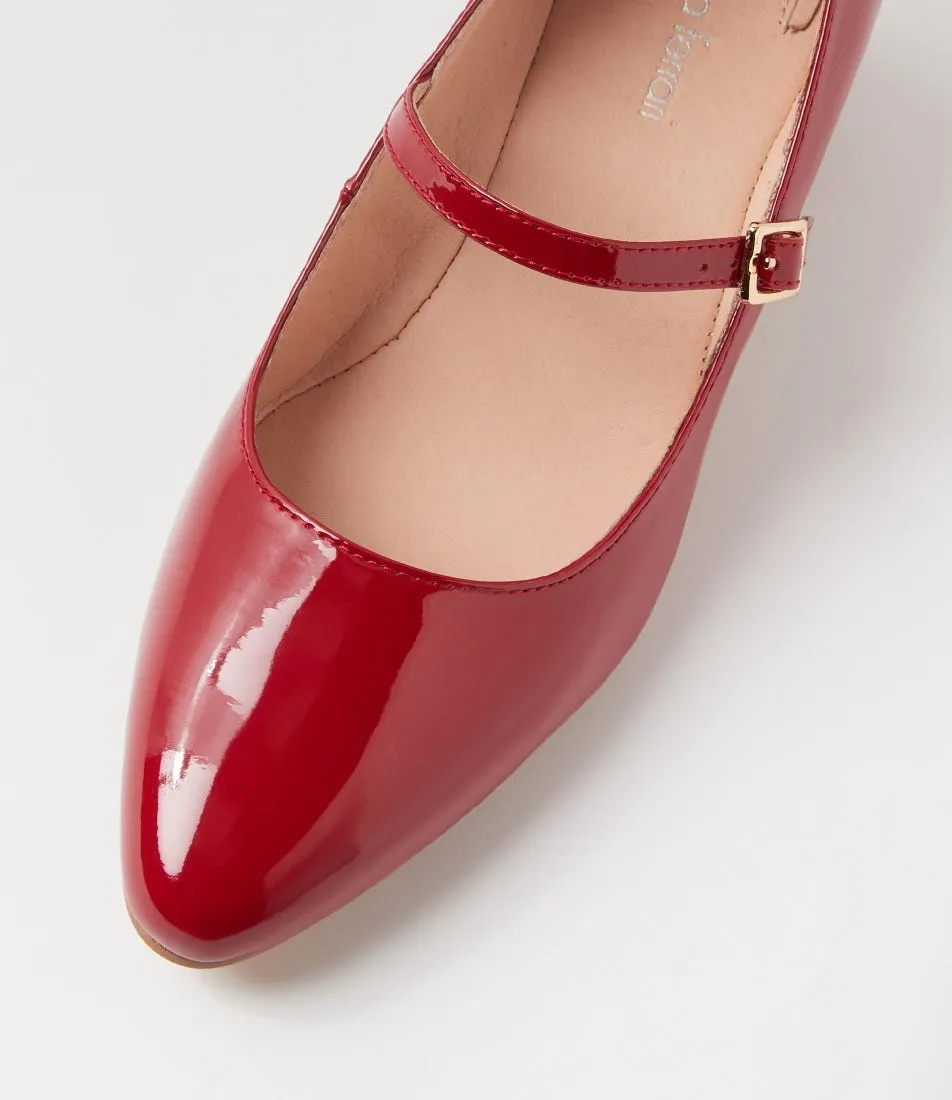 DIANA FERRARI Ovale Deep Red Patent Leather Mary Jane Heels