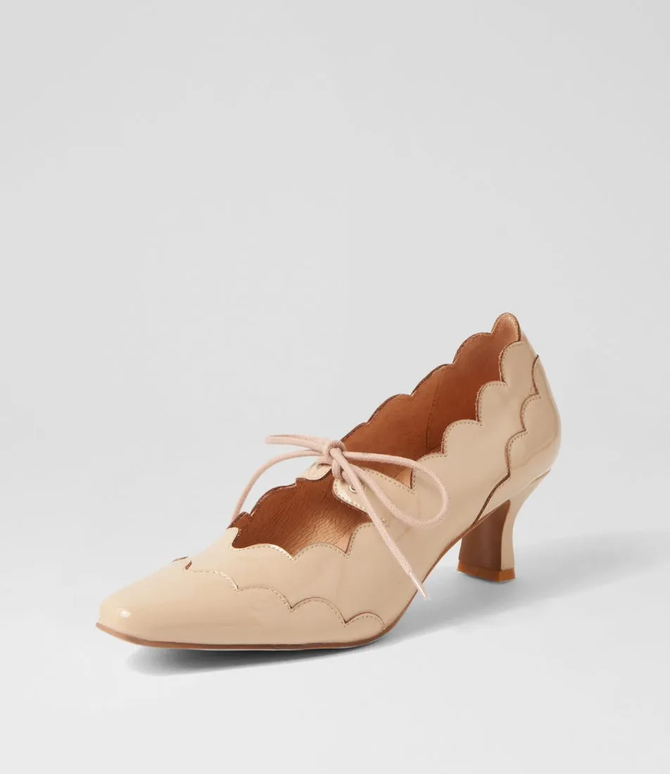 DJANGO & JULIETTE Caddie Latte Patent Leather Mary Jane Heels