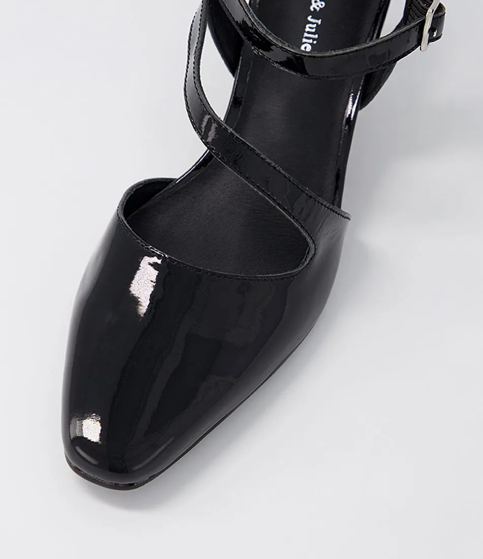 DJANGO & JULIETTE Charissa Black Patent Leather Heels