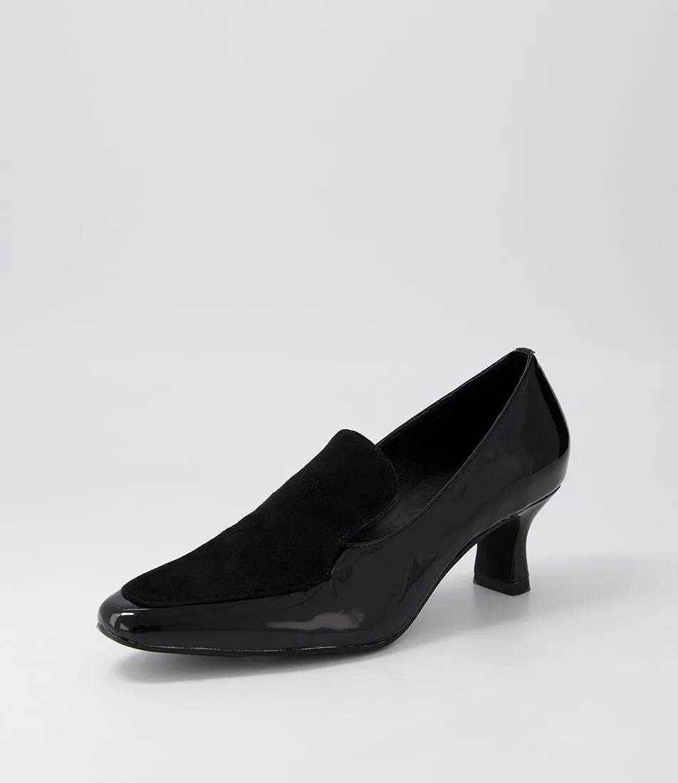 DJANGO & JULIETTE Coburg Black Patent Suede Heels