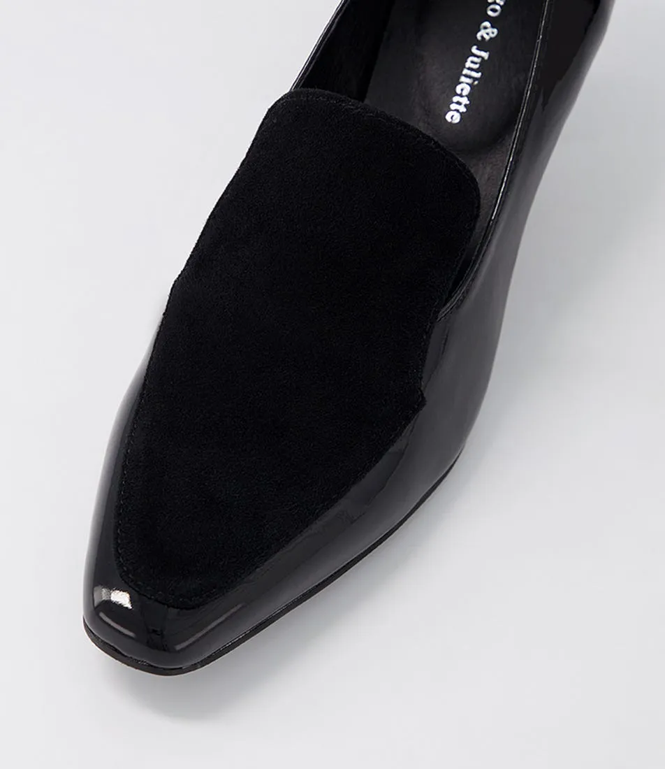 DJANGO & JULIETTE Coburg Black Patent Suede Heels