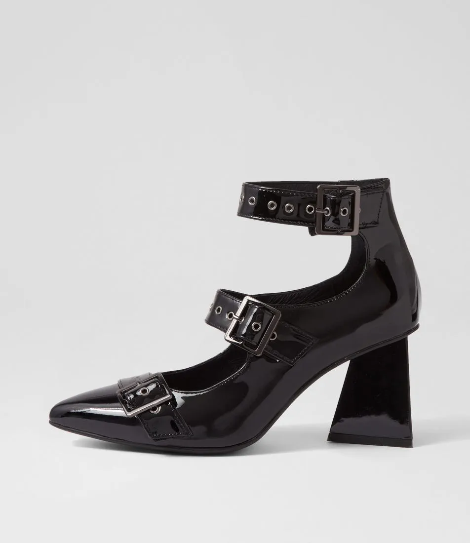 DJANGO & JULIETTE Hanann Black Patent Leather Heels