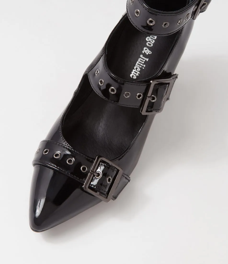 DJANGO & JULIETTE Hanann Black Patent Leather Heels