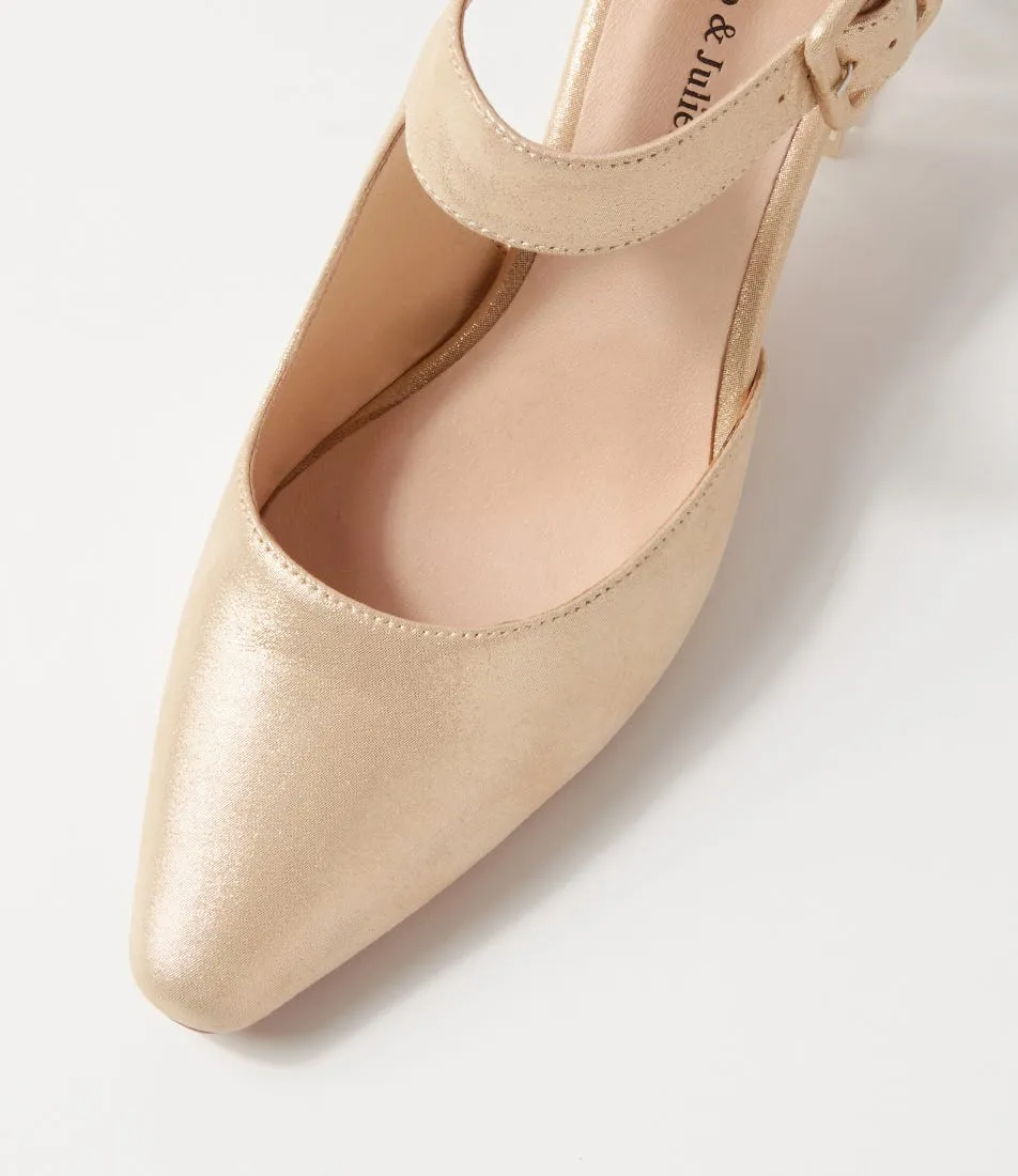 DJANGO & JULIETTE Happie Old Gold Shimmer Leather Heels