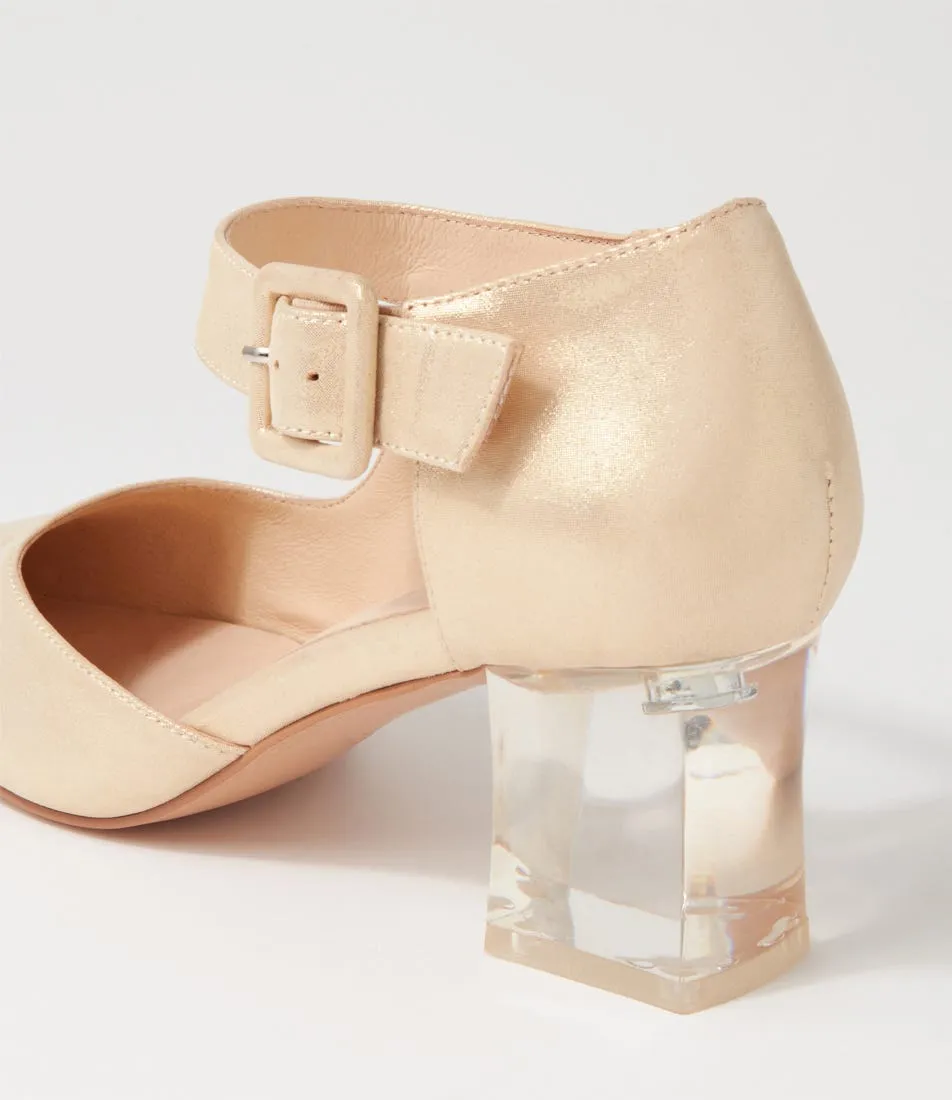 DJANGO & JULIETTE Happie Old Gold Shimmer Leather Heels