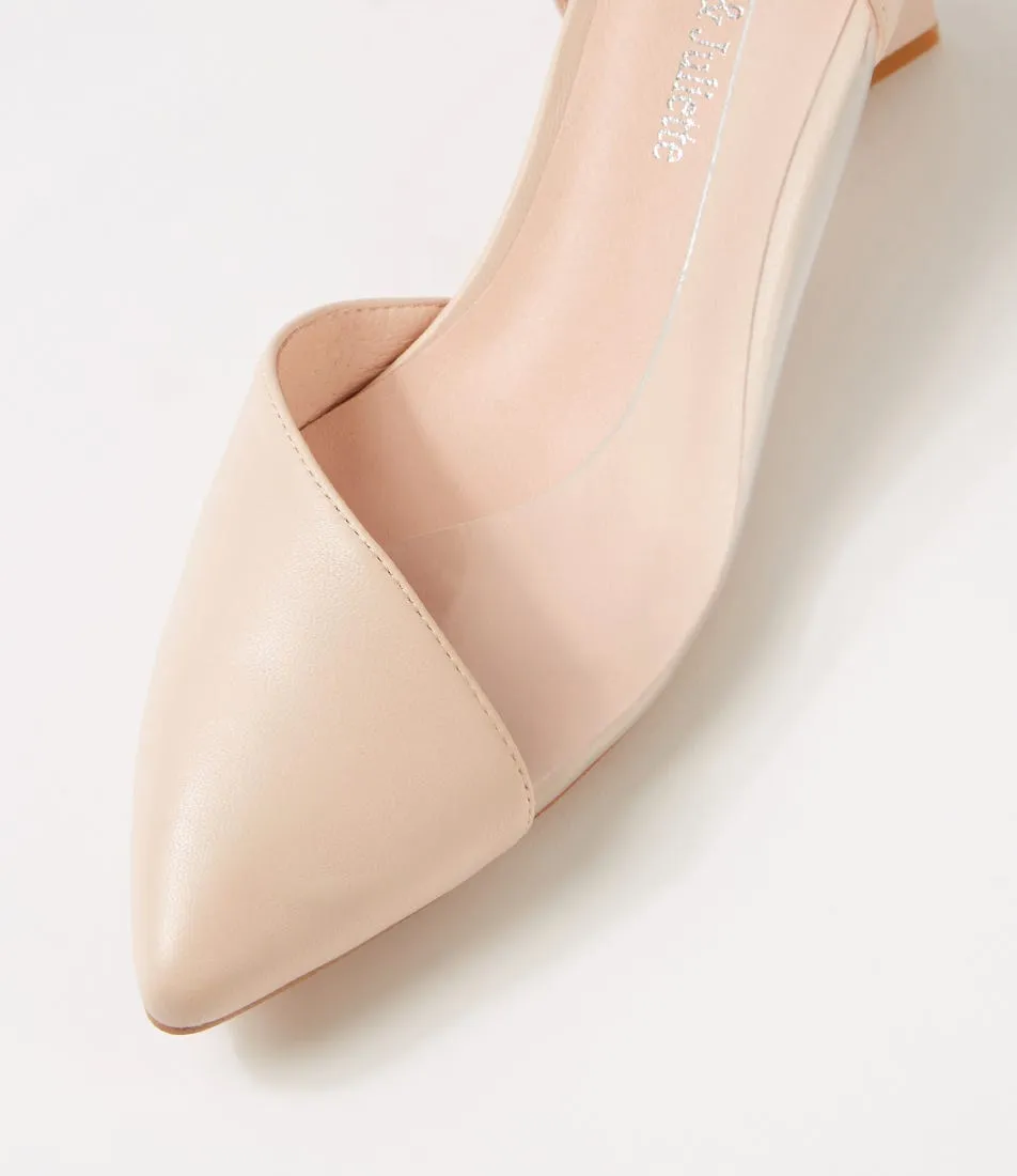 DJANGO & JULIETTE Islen Nude Clear Leather Vinylite Heels