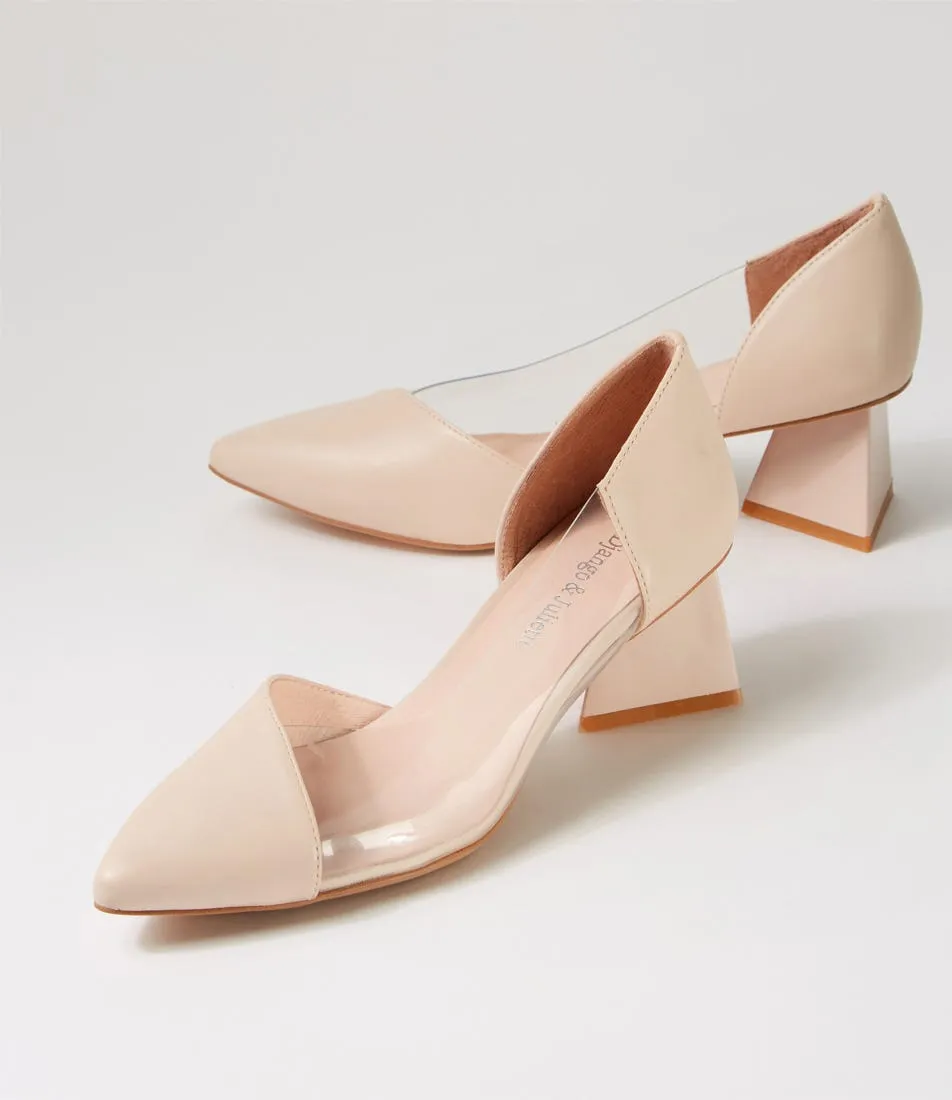 DJANGO & JULIETTE Islen Nude Clear Leather Vinylite Heels