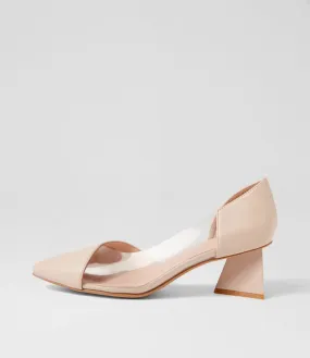 DJANGO & JULIETTE Islen Nude Clear Leather Vinylite Heels