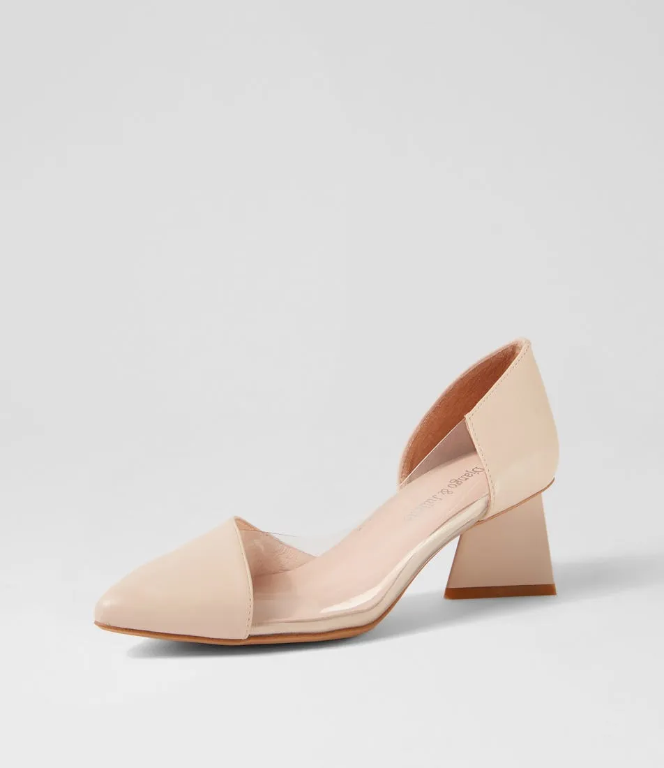 DJANGO & JULIETTE Islen Nude Clear Leather Vinylite Heels