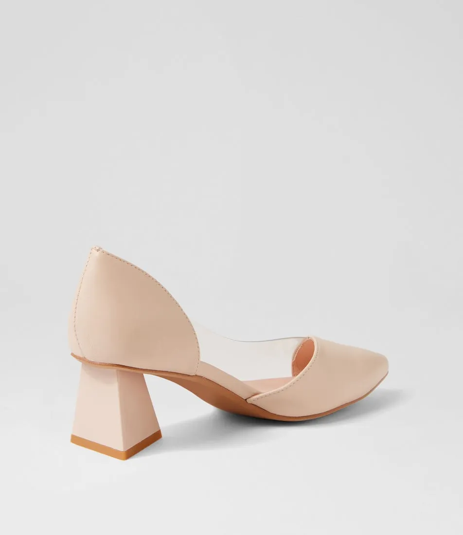 DJANGO & JULIETTE Islen Nude Clear Leather Vinylite Heels