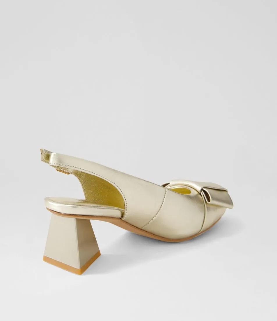 DJANGO & JULIETTE Itzel Pale Gold Leather Heels