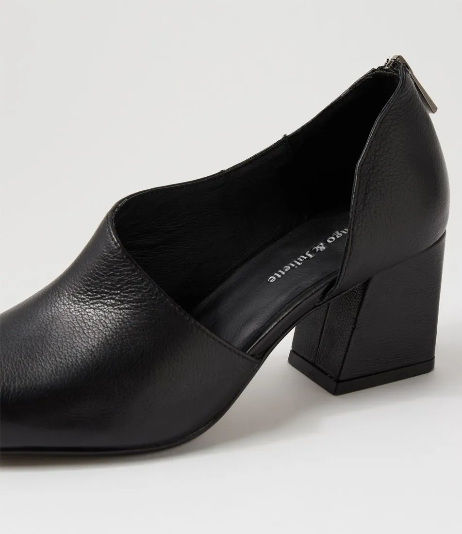 DJANGO & JULIETTE Merce Black Leather Heels