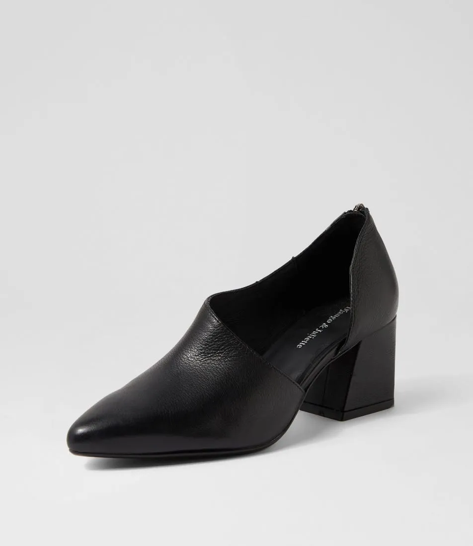 DJANGO & JULIETTE Merce Black Leather Heels