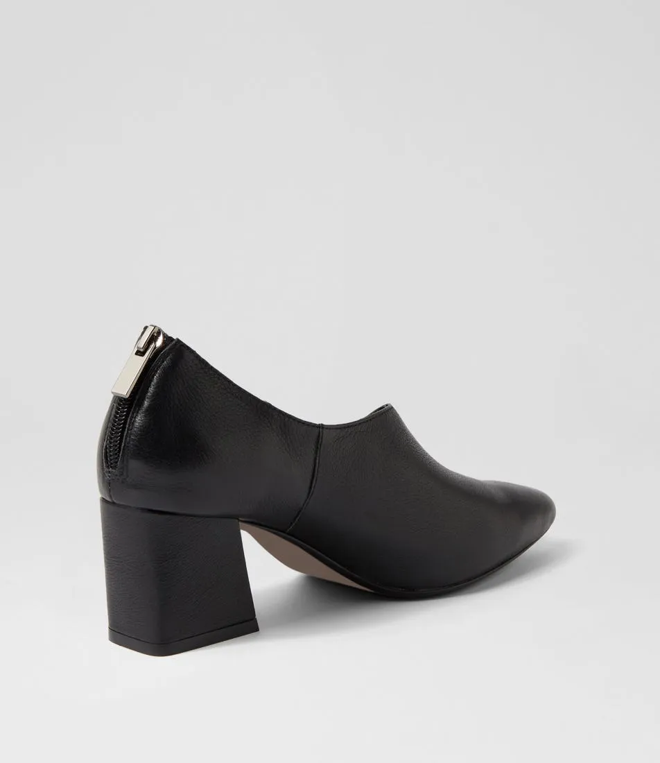 DJANGO & JULIETTE Merce Black Leather Heels