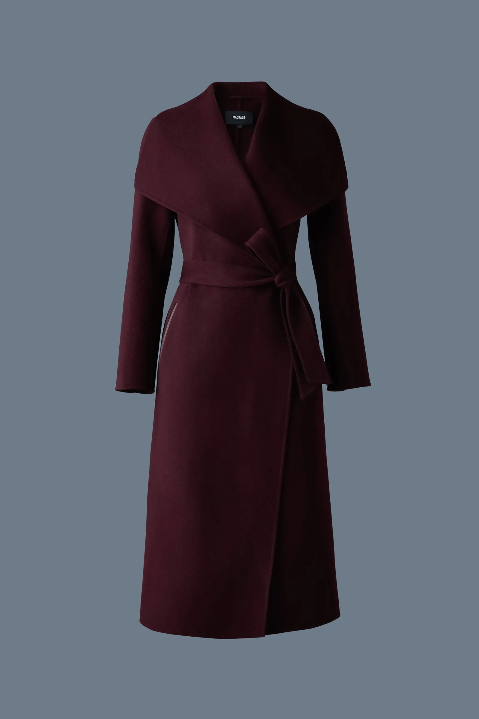 Double-face wool wrap coat