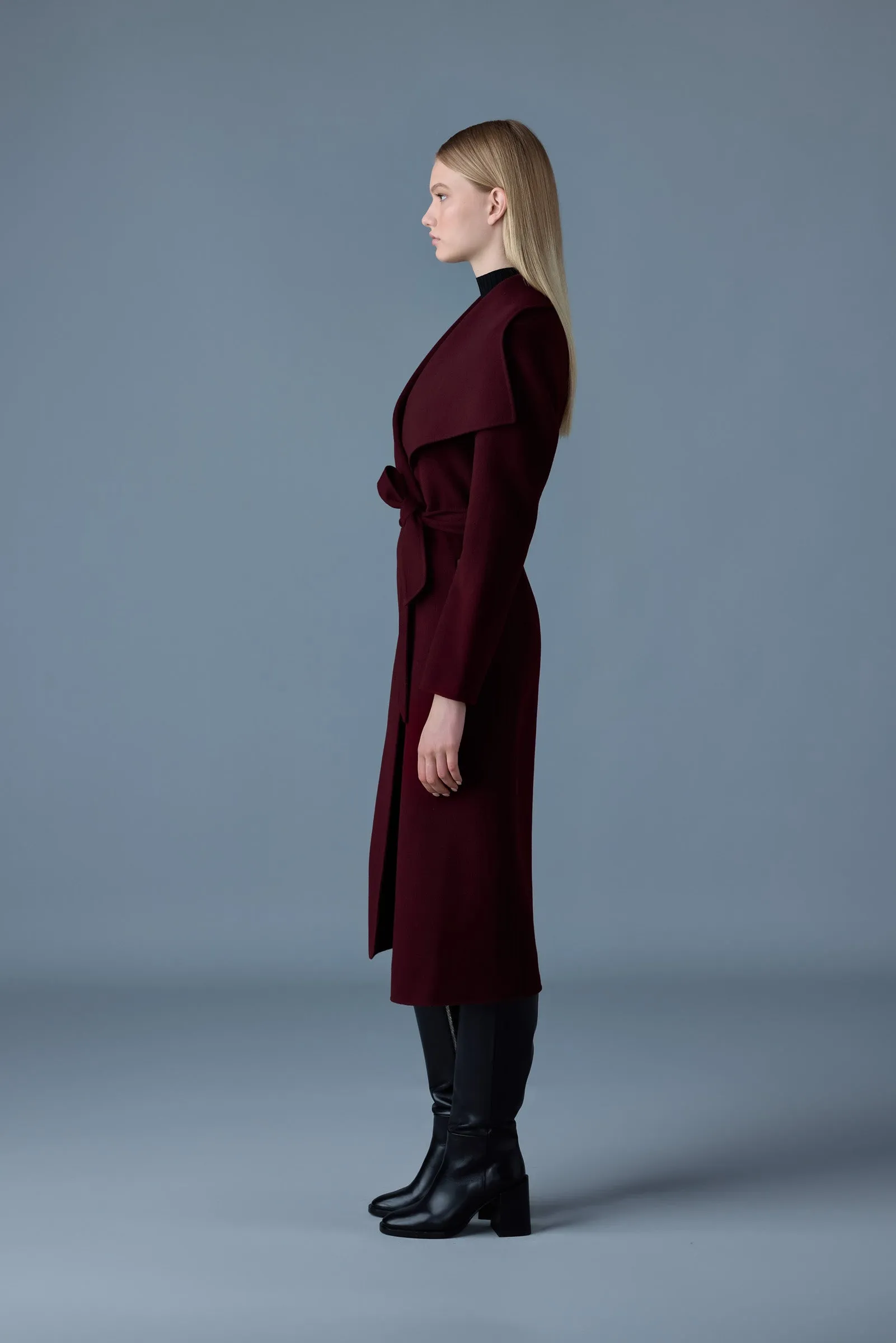 Double-face wool wrap coat