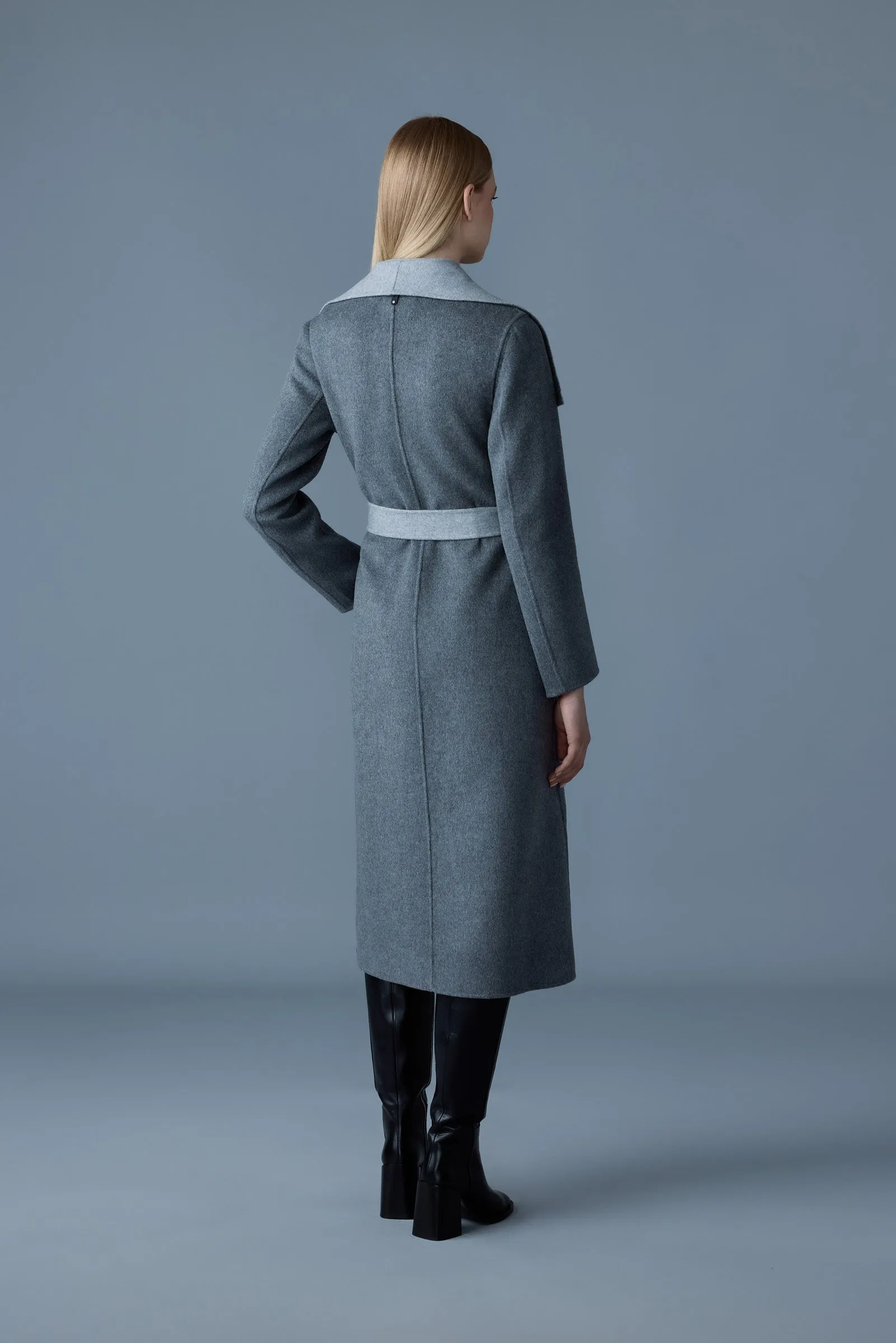 Double-face wool wrap coat