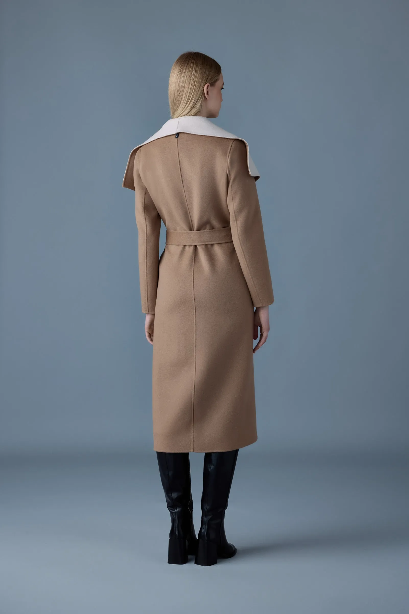 Double-face wool wrap coat