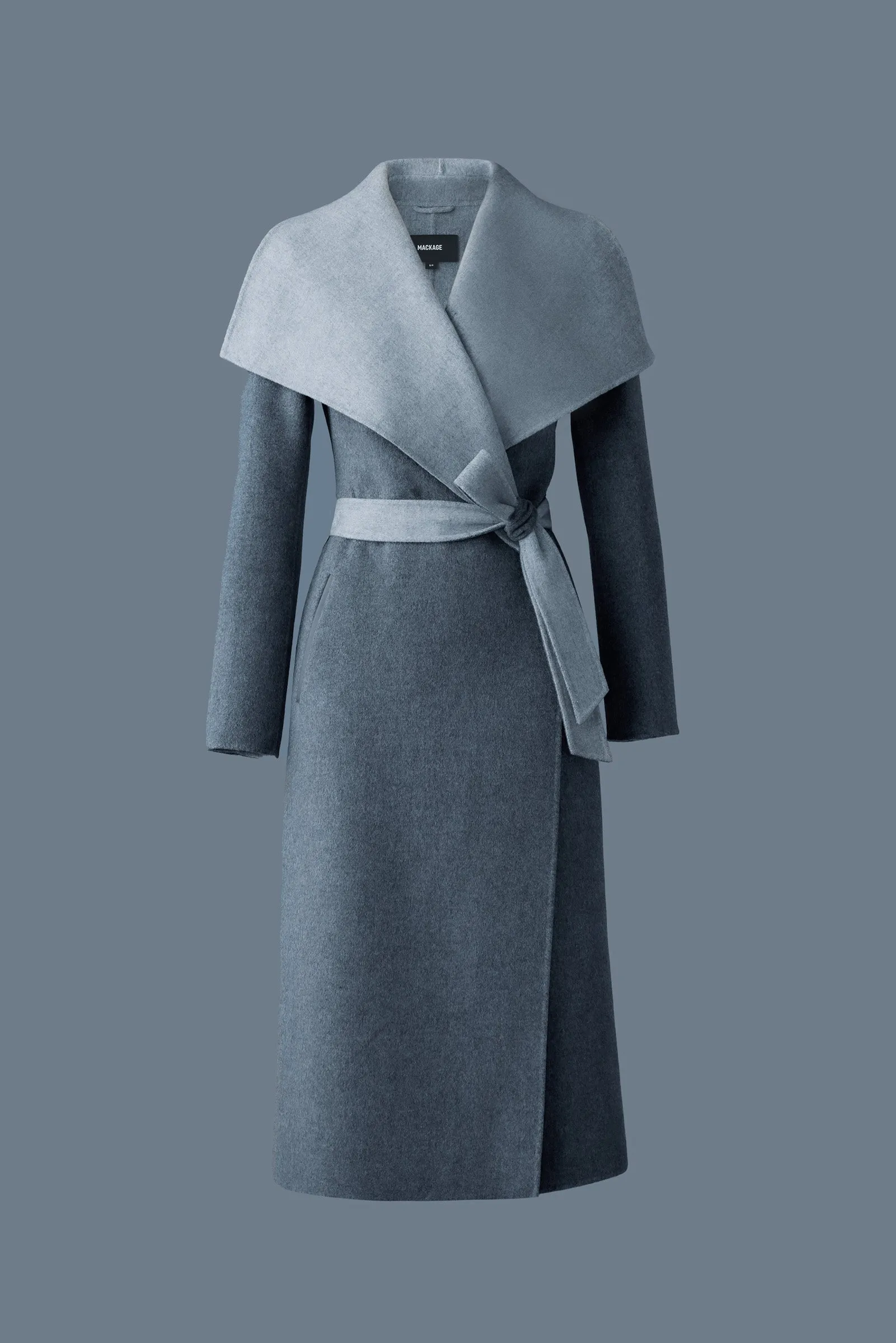 Double-face wool wrap coat